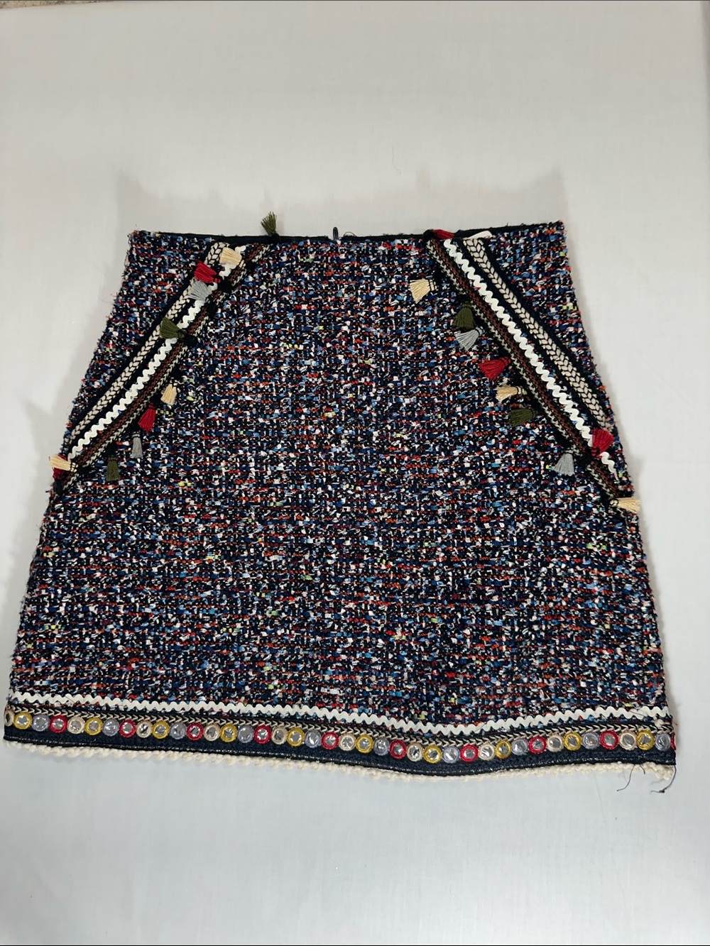 Multi-Color Tweed Mini Skirt